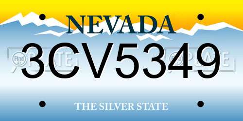 3CV5349 Nevada License Plate