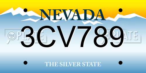 3CV789 Nevada License Plate