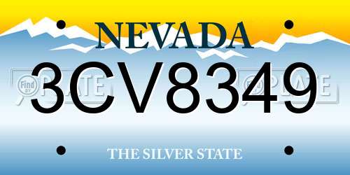 3CV8349 Nevada License Plate