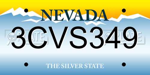 3CVS349 Nevada License Plate