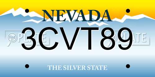3CVT89 Nevada License Plate