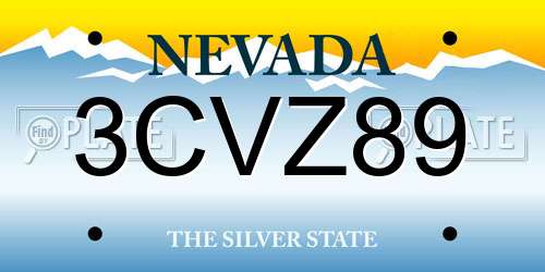 3CVZ89 Nevada License Plate