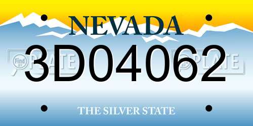 3D04062 Nevada License Plate