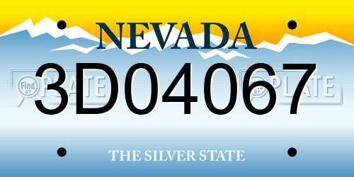 3D04067 Nevada License Plate