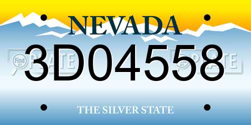 3D04558 Nevada License Plate