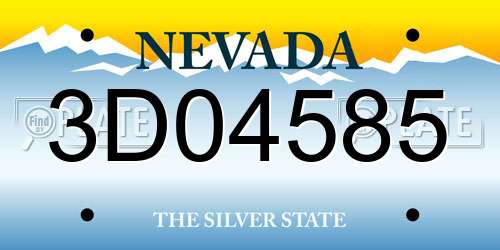3D04585 Nevada License Plate