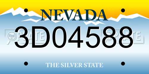 3D04588 Nevada License Plate