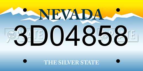 3D04858 Nevada License Plate