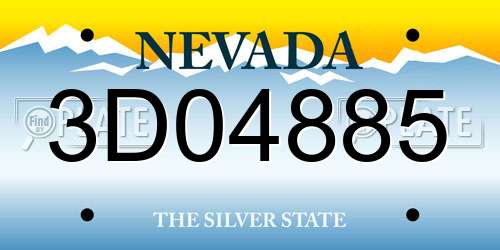 3D04885 Nevada License Plate