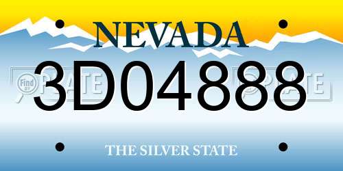 3D04888 Nevada License Plate