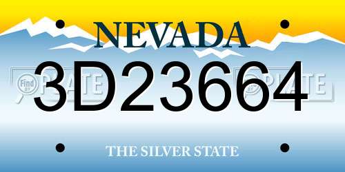 3D23664 Nevada License Plate
