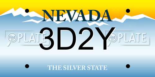 3D2Y Nevada License Plate