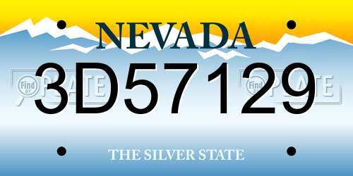 3D57129 Nevada License Plate