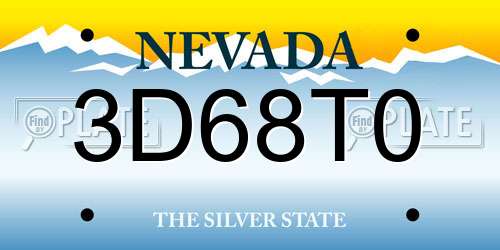 3D68T0 Nevada License Plate