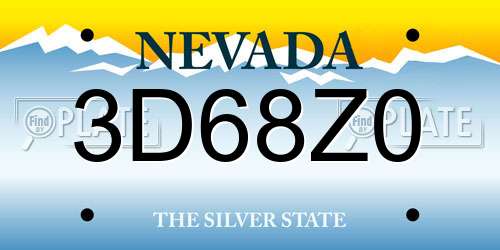 3D68Z0 Nevada License Plate