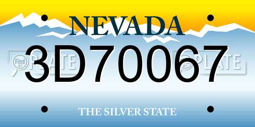 3D70067 Nevada License Plate
