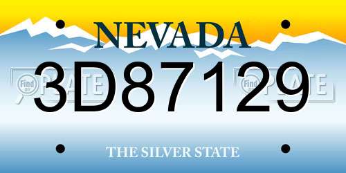 3D87129 Nevada License Plate