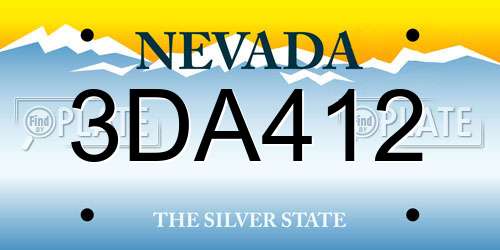 3DA412 Nevada License Plate