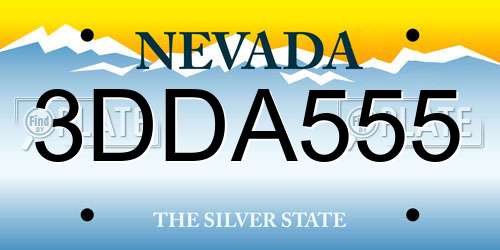 3DDA555 Nevada License Plate