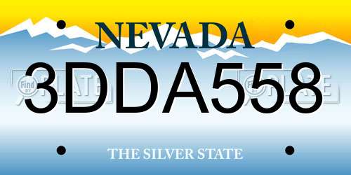 3DDA558 Nevada License Plate