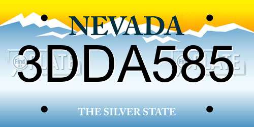 3DDA585 Nevada License Plate