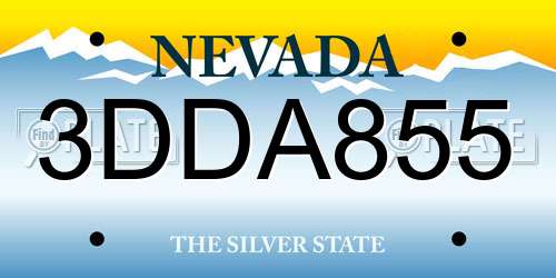 3DDA855 Nevada License Plate