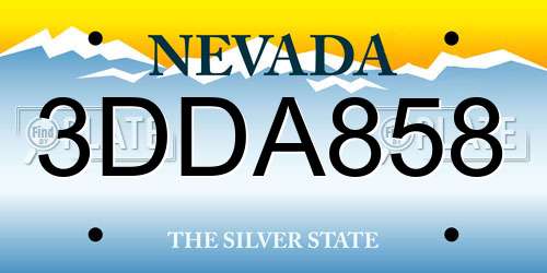3DDA858 Nevada License Plate