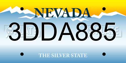 3DDA885 Nevada License Plate