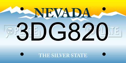 3DG820 Nevada License Plate