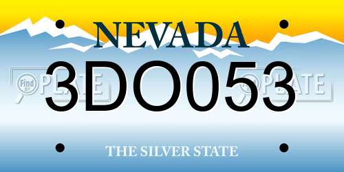 3DO053 Nevada License Plate
