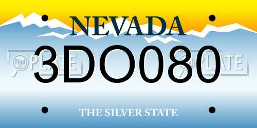 3DO080 Nevada License Plate