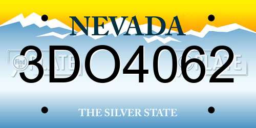 3DO4062 Nevada License Plate