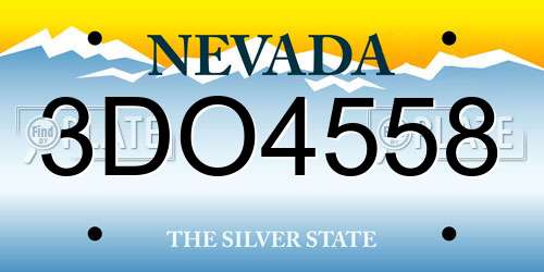 3DO4558 Nevada License Plate