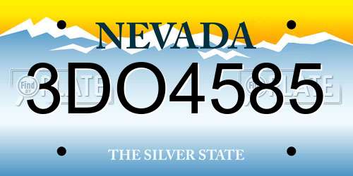 3DO4585 Nevada License Plate