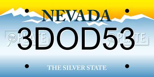 3DOD53 Nevada License Plate