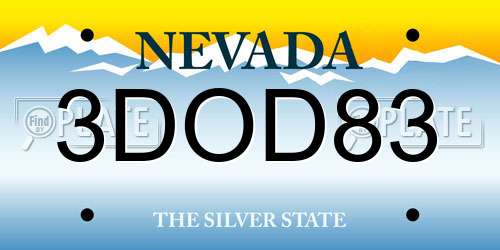 3DOD83 Nevada License Plate