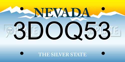 3DOQ53 Nevada License Plate