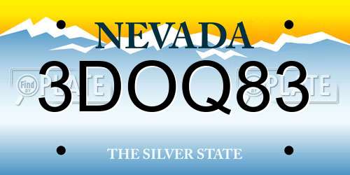 3DOQ83 Nevada License Plate