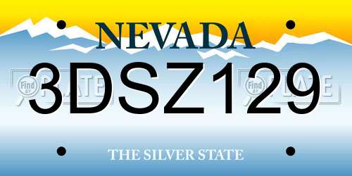 3DSZ129 Nevada License Plate
