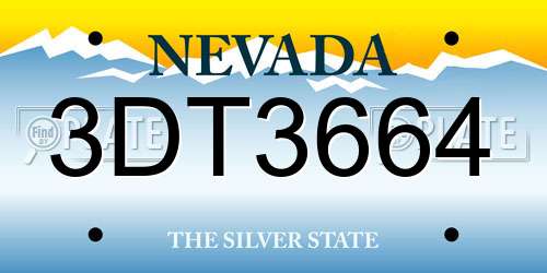 3DT3664 Nevada License Plate