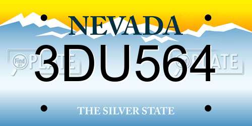 3DU564 Nevada License Plate