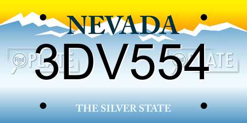 3DV554 Nevada License Plate