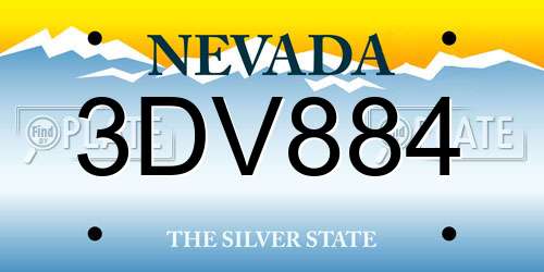 3DV884 Nevada License Plate