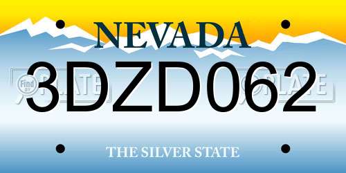 3DZD062 Nevada License Plate