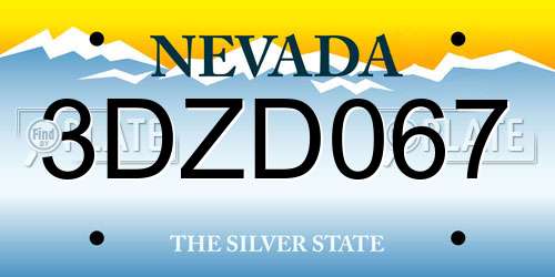 3DZD067 Nevada License Plate