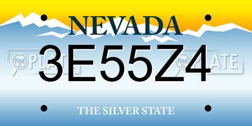 3E55Z4 Nevada License Plate
