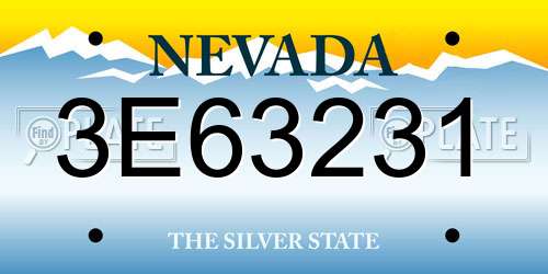 3E63231 Nevada License Plate