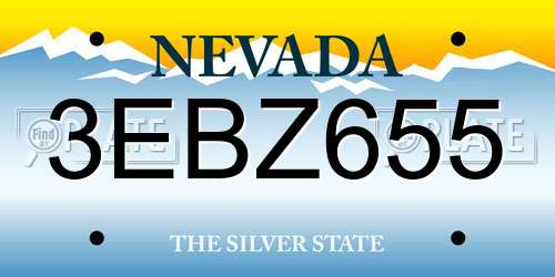 3EBZ655 Nevada License Plate