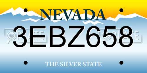 3EBZ658 Nevada License Plate