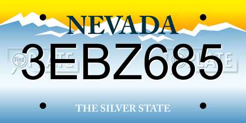3EBZ685 Nevada License Plate
